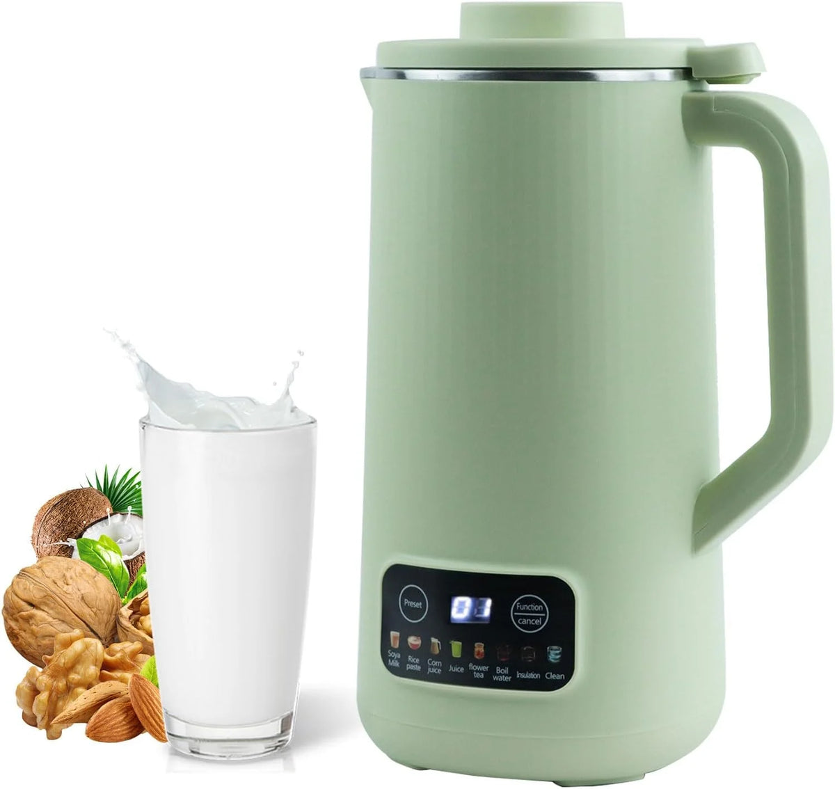 Nut Milk Maker Machine, 20 oz Automatic Milk Machine with 10 Blades, Plant-Based Milk, Oat, Soy, Dairy Beverages, Soy Milk Maker with 12 Hours Timer/Keep Warm/Auto-clean(White)