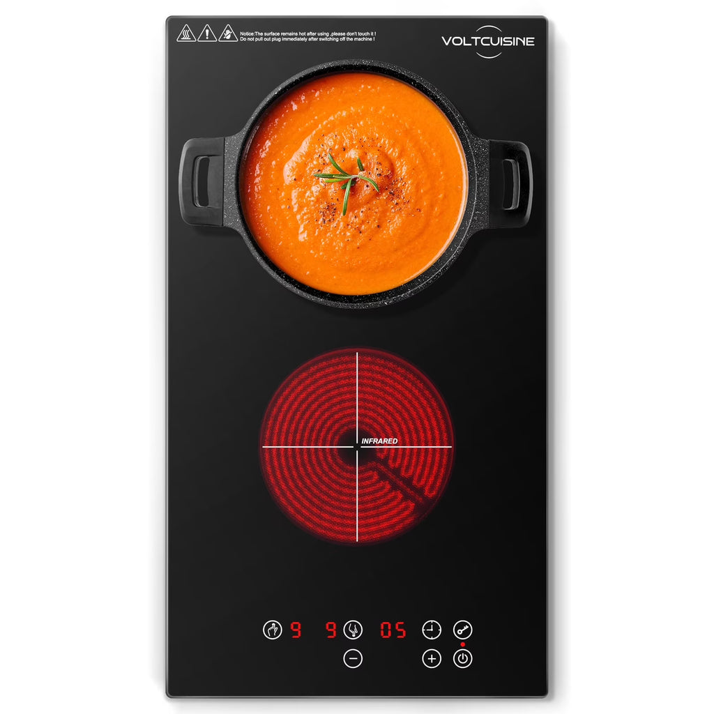 VoltCuisine Double/Dual Induction Cooktop 2 Burner, Shatter-proof Flat Glass Top, 9 Heat Settings, LED Touch Display with Child Safety Lock & Overheat Protection