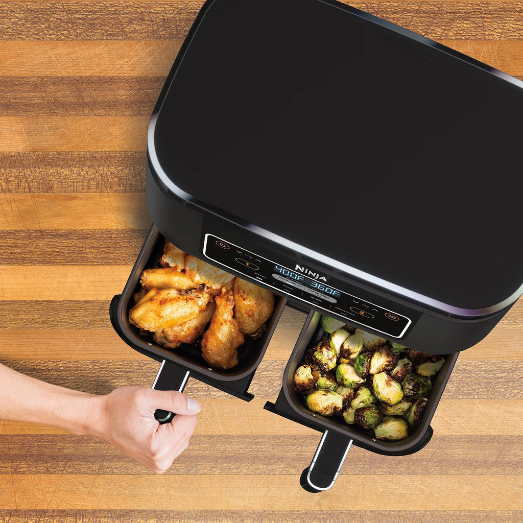 Restored Ninja DZ100 Foodi? 4in1, 8Qt., 2Basket Air Fryer with Dualzone? Technology (Black) (Refurbished)