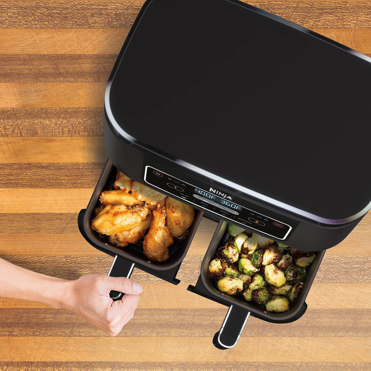 Restored Ninja DZ100 Foodi? 4in1, 8Qt., 2Basket Air Fryer with Dualzone? Technology (Black) (Refurbished)