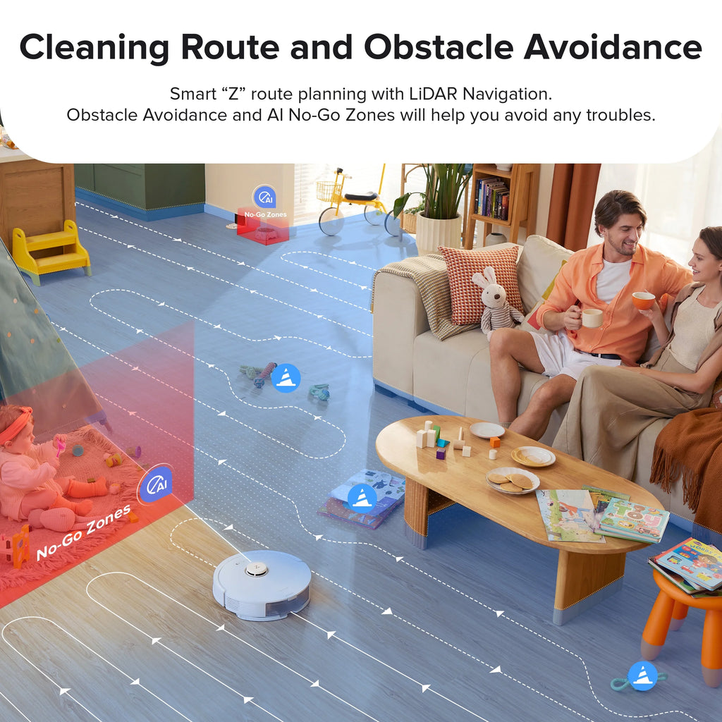 Roborock Q8 Max Robot Vacuum and Mop with Obstacle Avoidance, LiDAR Navigation, 5500Pa Suction Power, and App Control(White)
