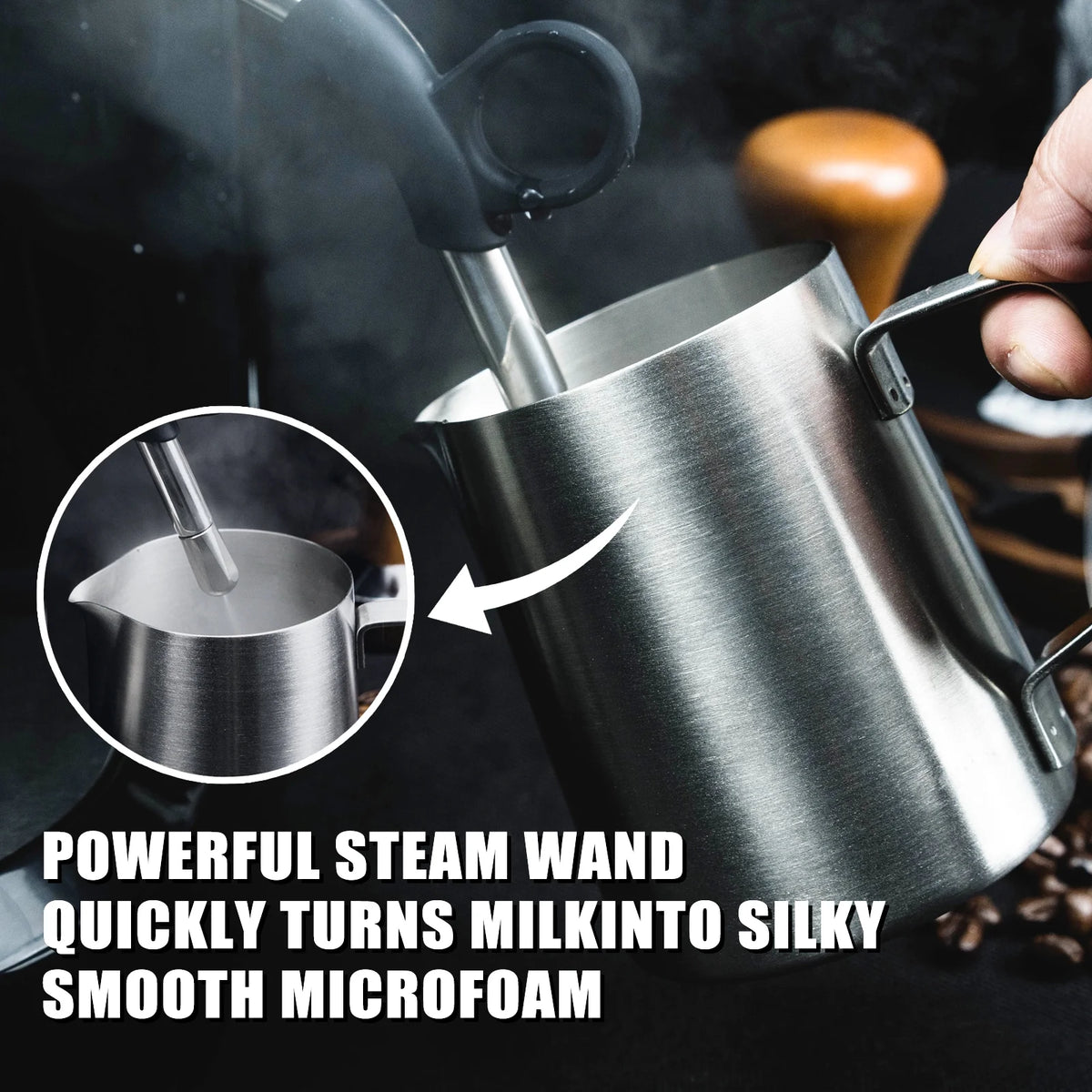 MIROX Espresso Machine 15 Bar, Coffee Maker With Milk Frother Steam Wand, Built-In Bean Grinder, Combo Cappuccino Machine with 70oz Removable Water Tank (ABS high-strength plastic shell)
