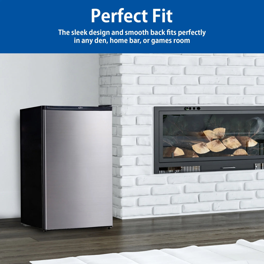 Koolatron Stainless Steel Compact Fridge with Freezer, 4.4 cu ft (124L)