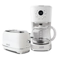Haden 12 Cup Coffee Maker with 2 Slice Stainless Steel Bread Toaster, White