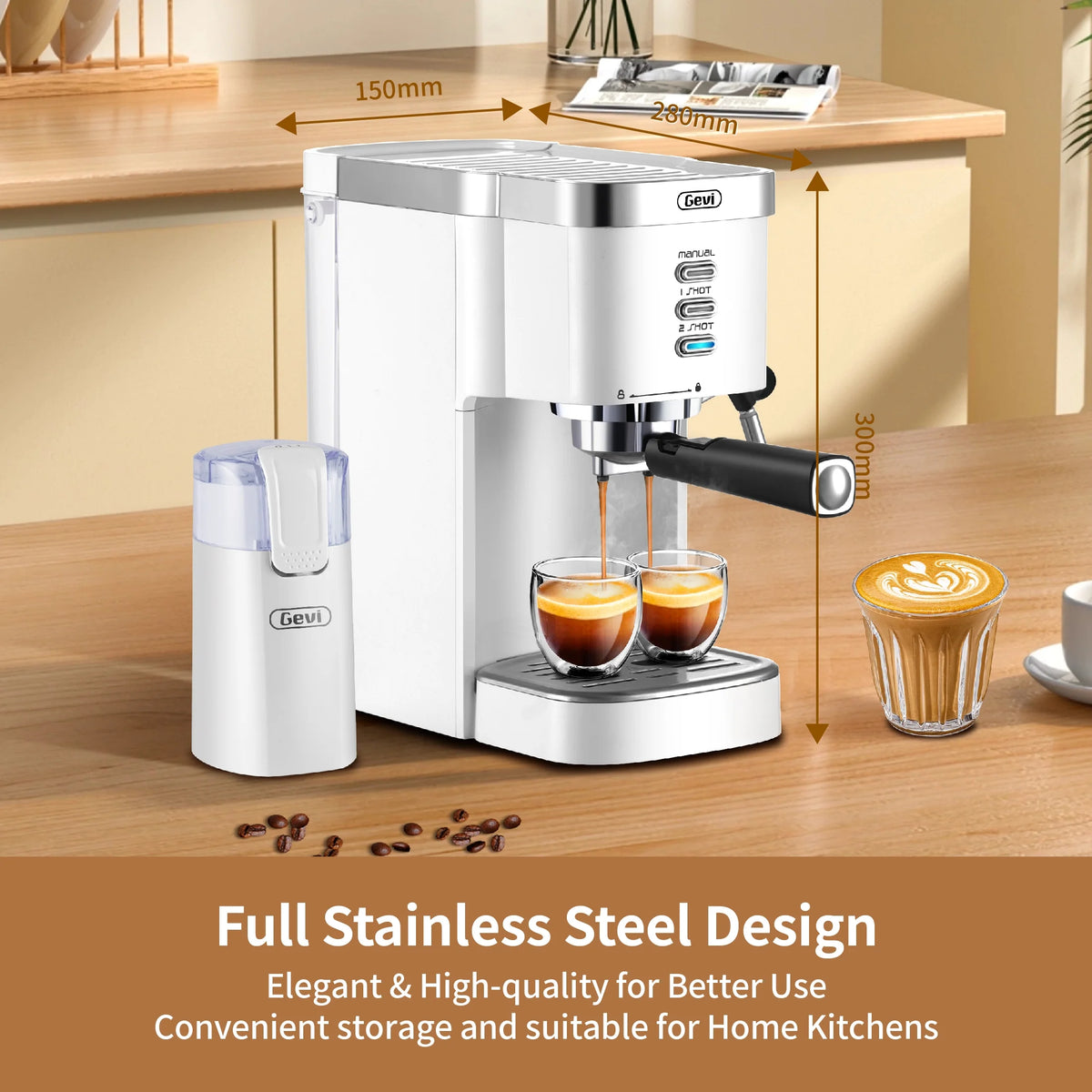 Gevi 20 Bar Espresso Machine, Coffee Maker with Milk Frother��White