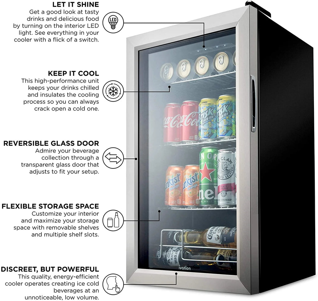 Ivation 101-Bottle Wine Cellar, Freestanding Mini Fridge - Stainless Steel