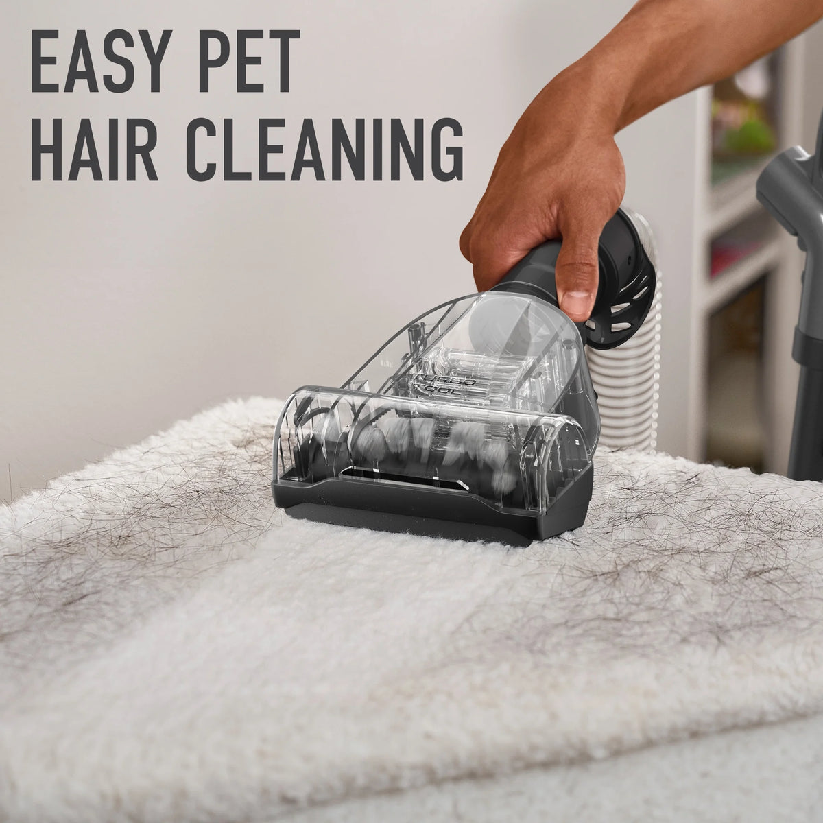 Hoover Rewind Pet Bagless Upright Vacuum Cleaner, Pet Friendly, Automatic Cord Rewind, Multi-Surface and Above Floor Cleaning, UH77410V, Gray & Red