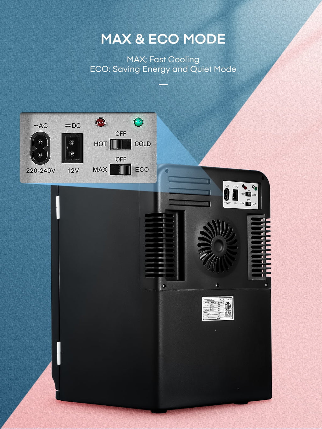 15L/21 Can Mini Fridge for Bedroom Refrigerator Cooler&Warmer, AC/DC, 1 Door, 11.8"Width, Black, New