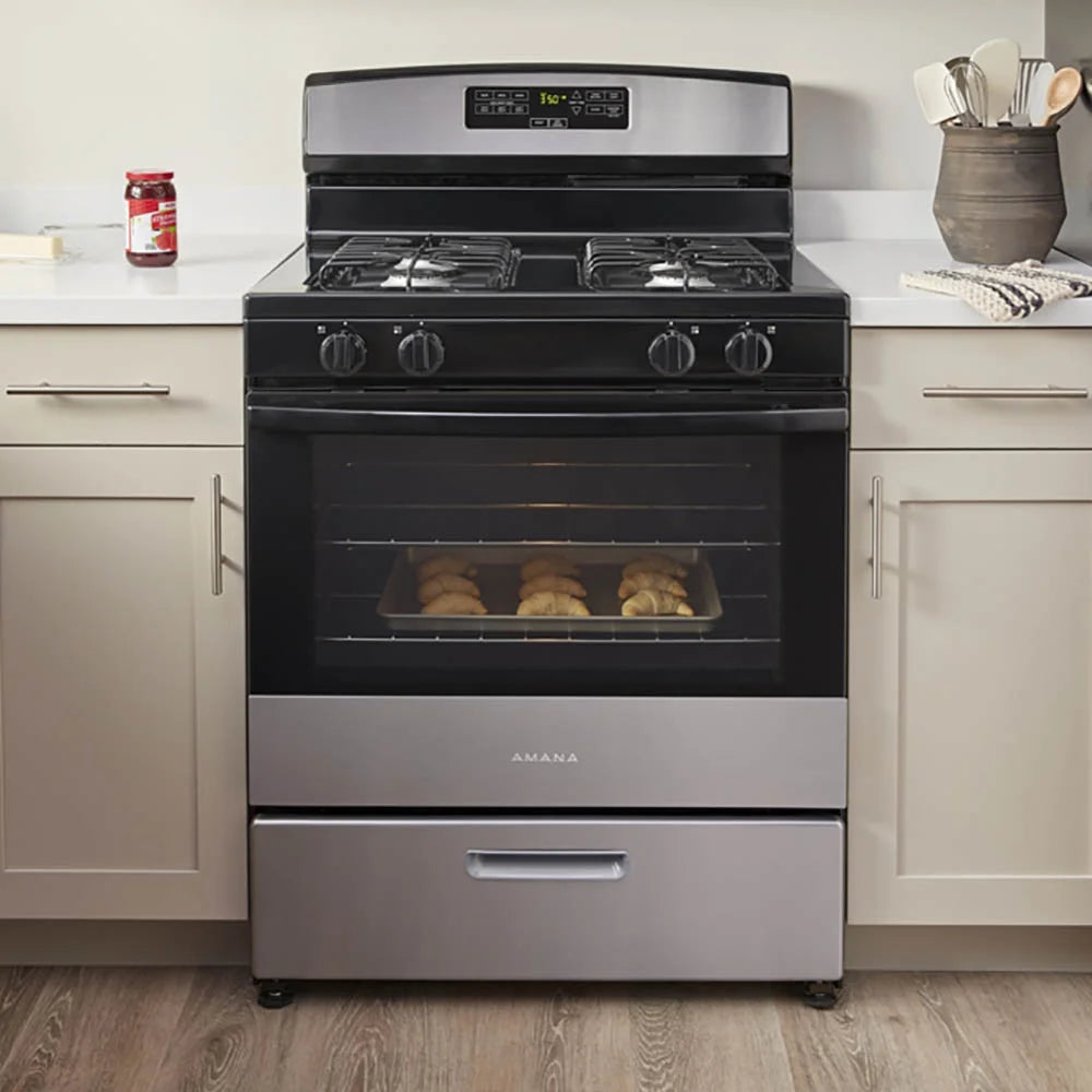Brand New Amana? AGR6303MMS: 30-inch Gas Range in Stainless Steel.