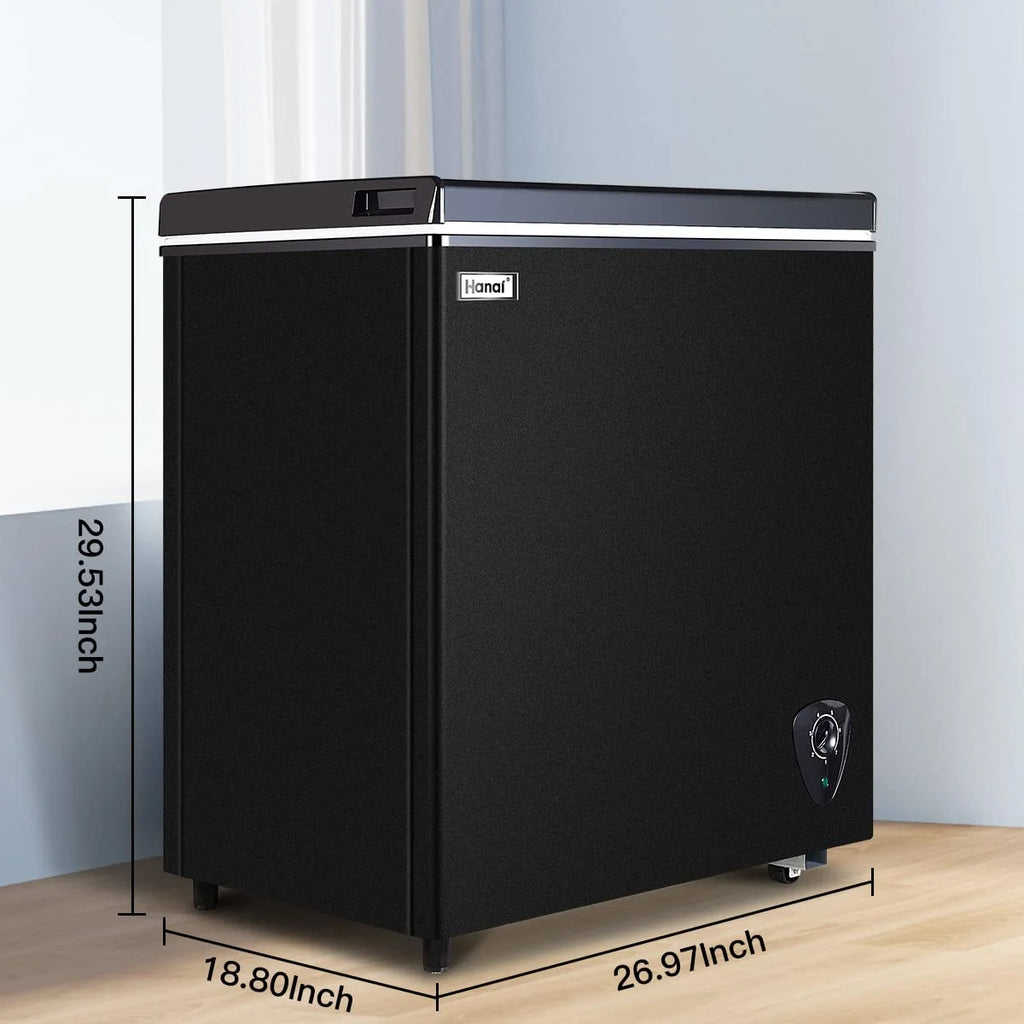 WANAI 5.0 Cu.ft,Chest Freezer,Deep Freezer,Removable Storage Basket Freezer,Black