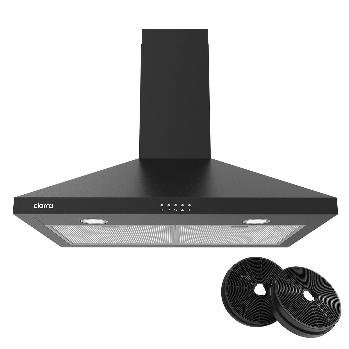 CIARRA Black Range Hood 30 inch Wall Mount Vent Hood Ductless Ducted Convertible CAB206P75