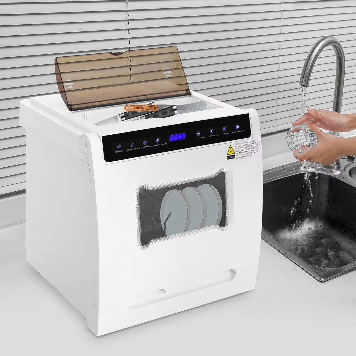 Compact Dishwasher, 18.11in Width with 4-6 Place Settings, 5 Wash Modes and Disinfection Function, Ideal for Apartments and RVs