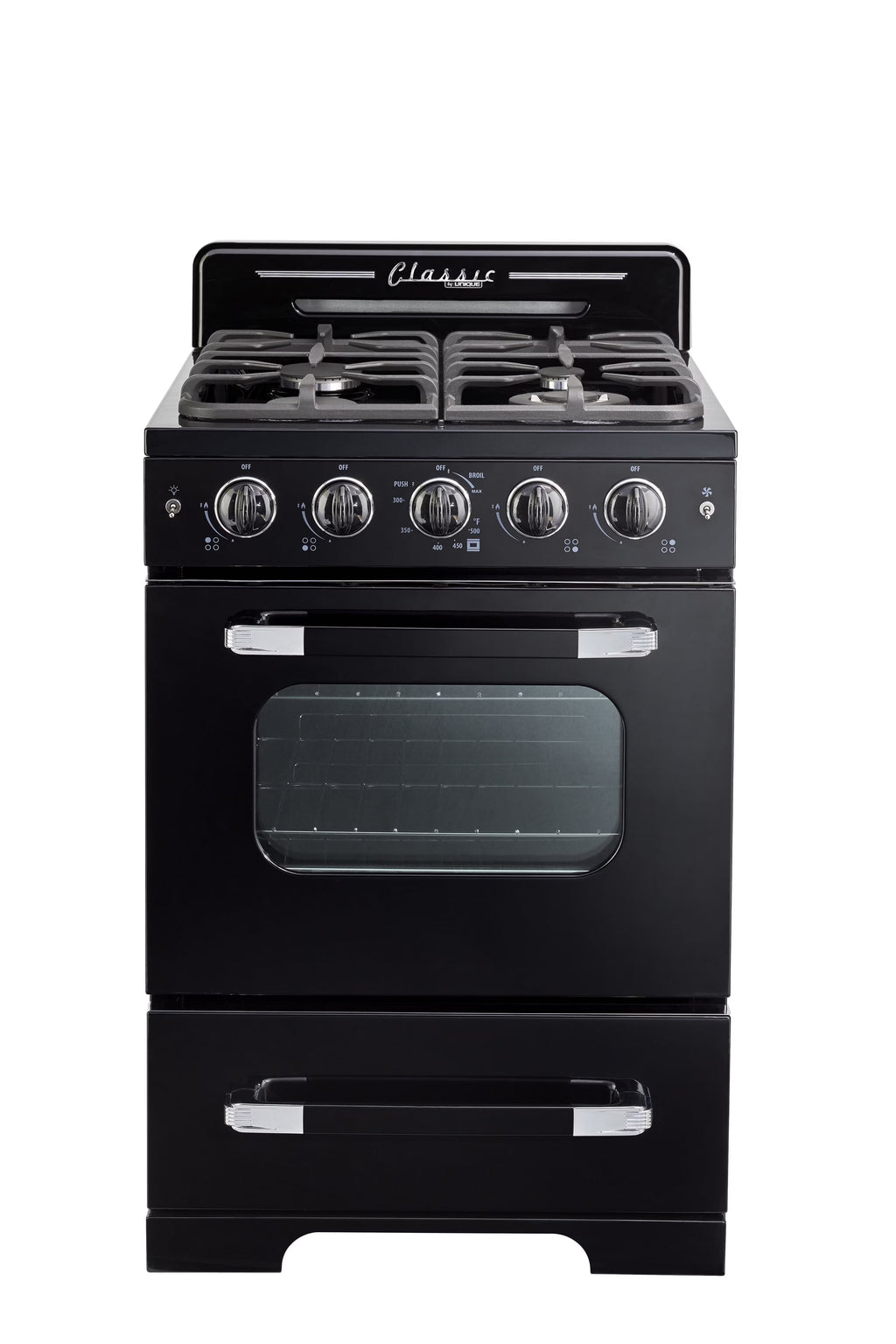 Unique Classic Retro 24" 2.9 cu/ft Freestanding Gas Range with Convection Oven and Sealed Burners