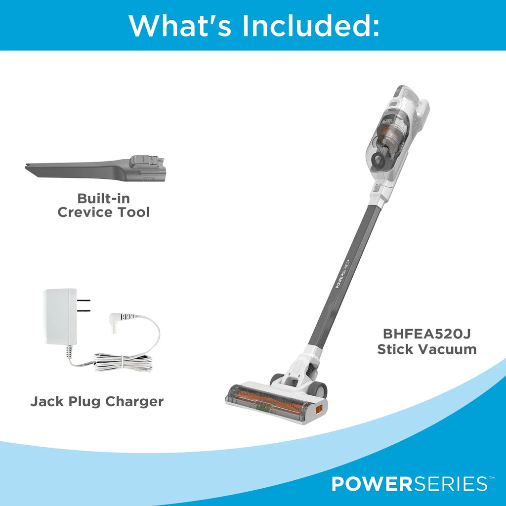 BLACK+DECKER POWERSERIES+ 20V MAX Cordless Stick Vacuum, with Anti-Tangle Brush Bar, Convertible to Handheld, 44 Minute Run-Time, BHFEA520J