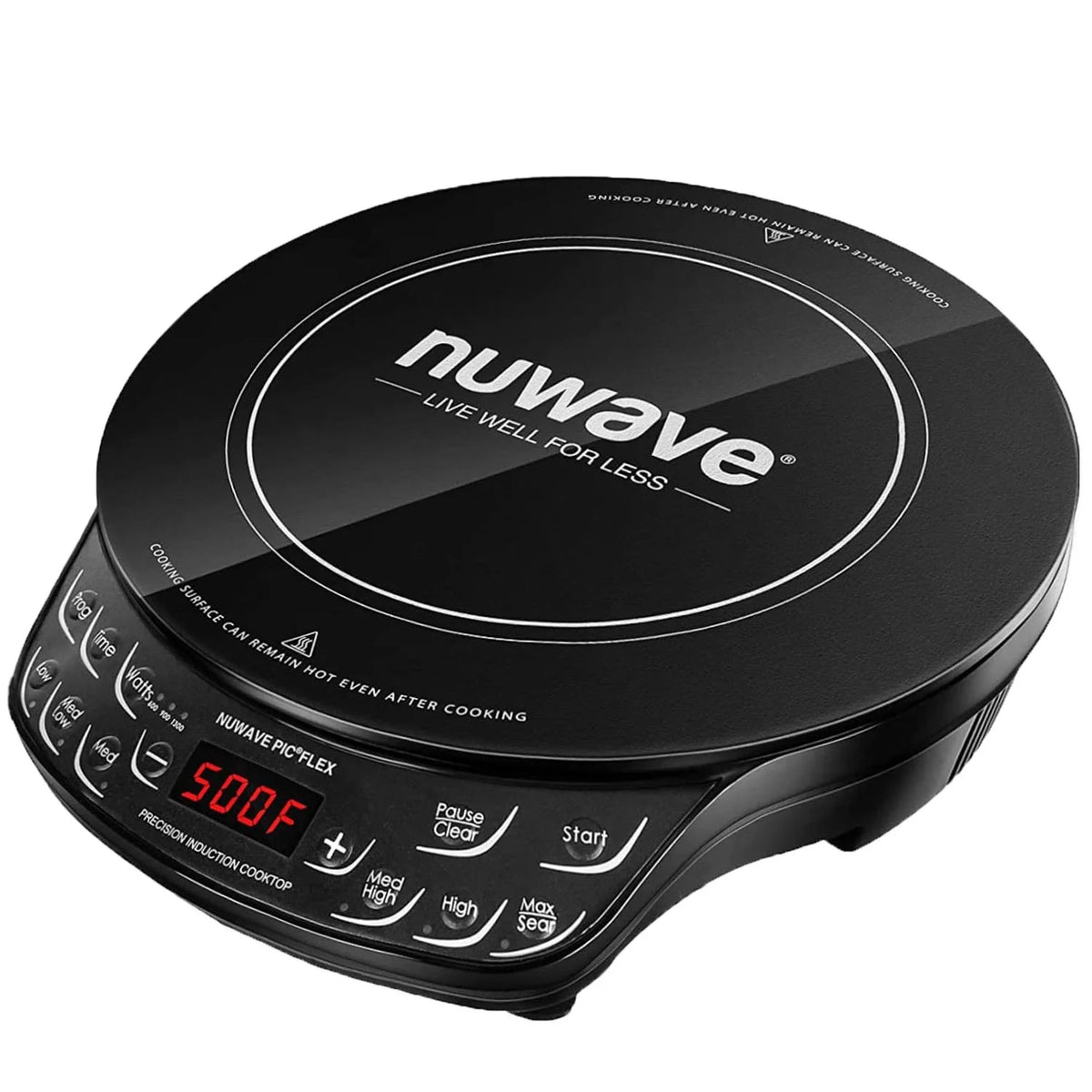 Nuwave Portable Induction Cooktop Flex, 10.25-inch Shatter-Proof Ceramic Glass and Large 6.5-inch Heating Coil, 3 Wattage Settings 600, 900 & 1300 Watts, Hot