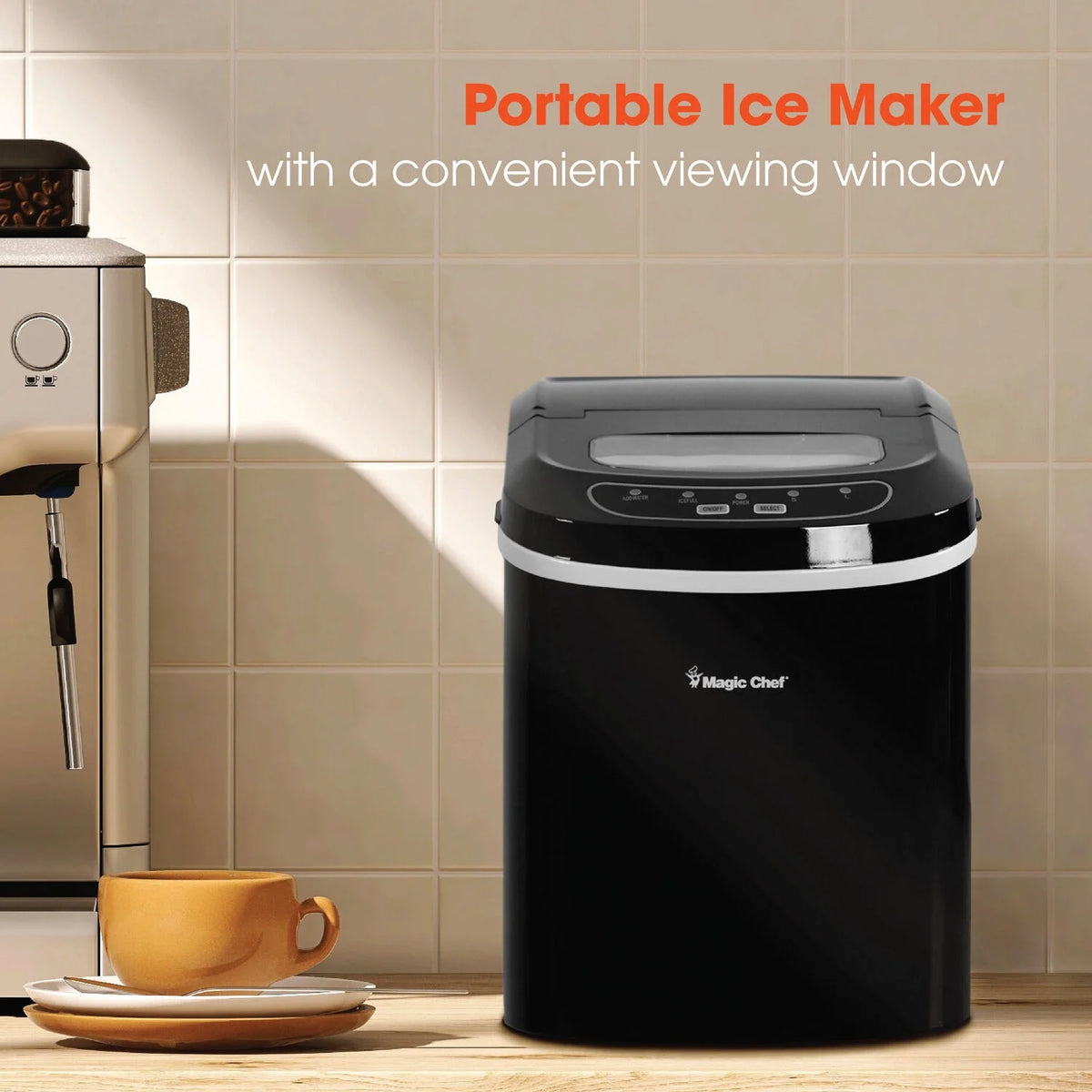 Magic Chef 27 lb. Capacity Portable Countertop Ice Maker, Black (Bullet Ice)