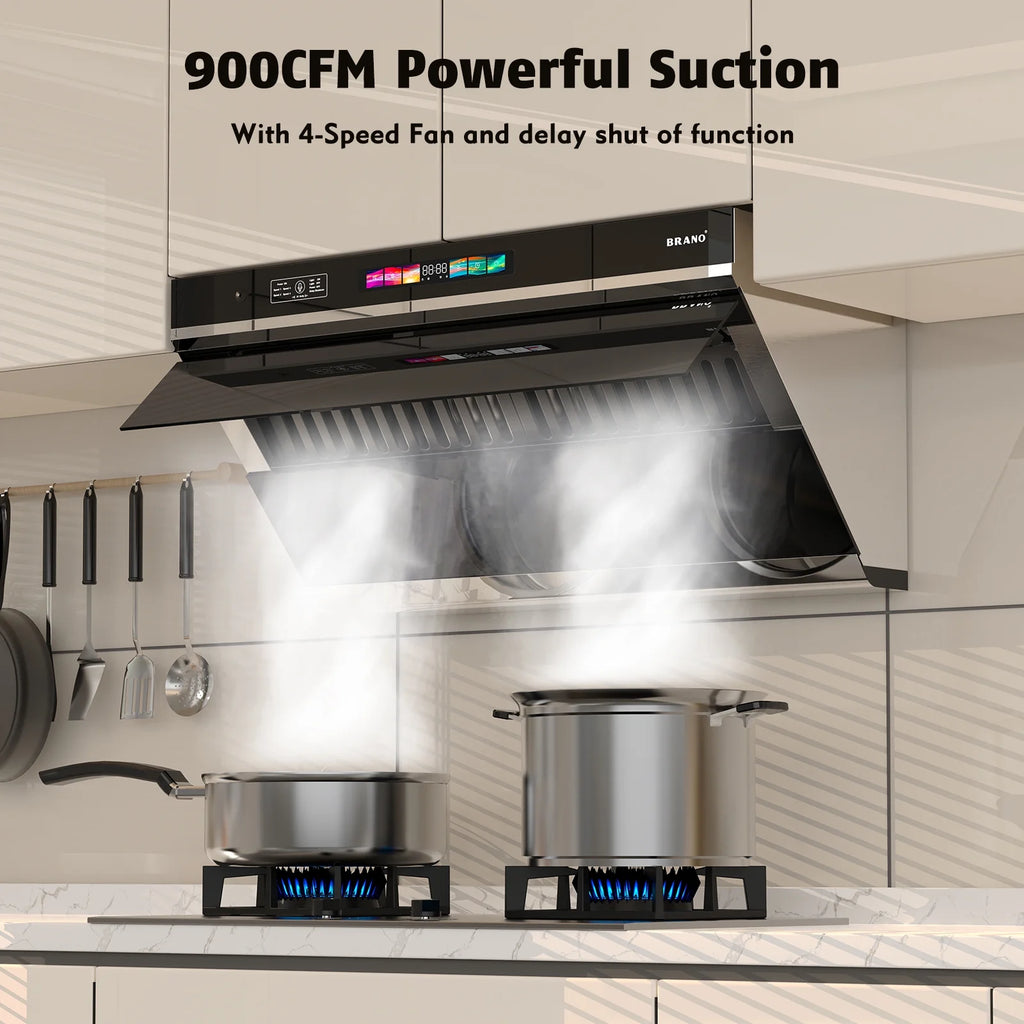 30 inch 900 CFM Convertible Under Cabinet Range Hood with  Charcoal Filter, Voice/Gesture/Touch Control