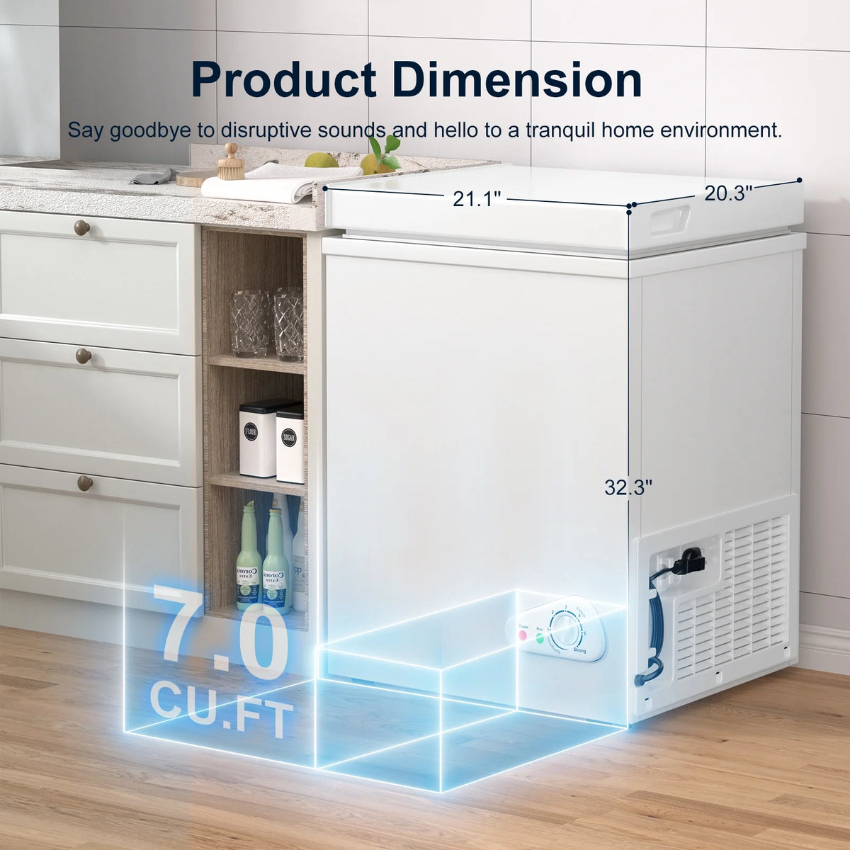 TABU Chest Freezer, 7.0 Cu Ft Deep Freezer with Adjustable Temperature, Compact Freezer with Top Open Door (White)