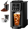 Single Serve Coffee Maker, Hot and Iced Coffee Machine for K-Cup Pods & Ground Coffee, 6 to 14 oz Brew Sizes, 50 oz Removable Water Tank, Bold Brew Setting, Stainless Steel, Black