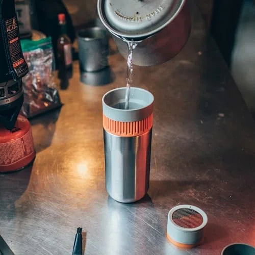Pipamoka Portable Coffee Maker, Coffee brewer, All-in-one Vacuum Pressured，Insulated Travel Mug, Hand Powered and  Pressure Brewer, Stainless Steel Thermo Cup, 10 fl oz