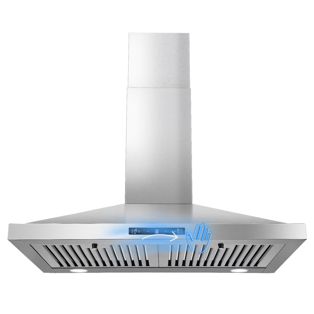 New 30 Inch Stainless Wall-Mounted Kitchen Range Hood 3-Speed Fan Exhaust Vent Gesture/Touch 120V