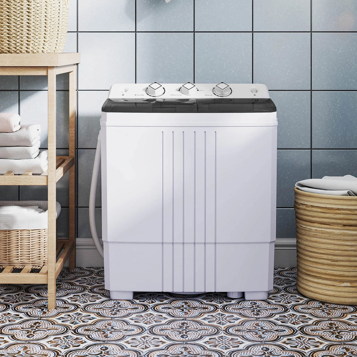 Costway Twin Tub 20Lbs Top Load Washing Machine with Gravity Drain