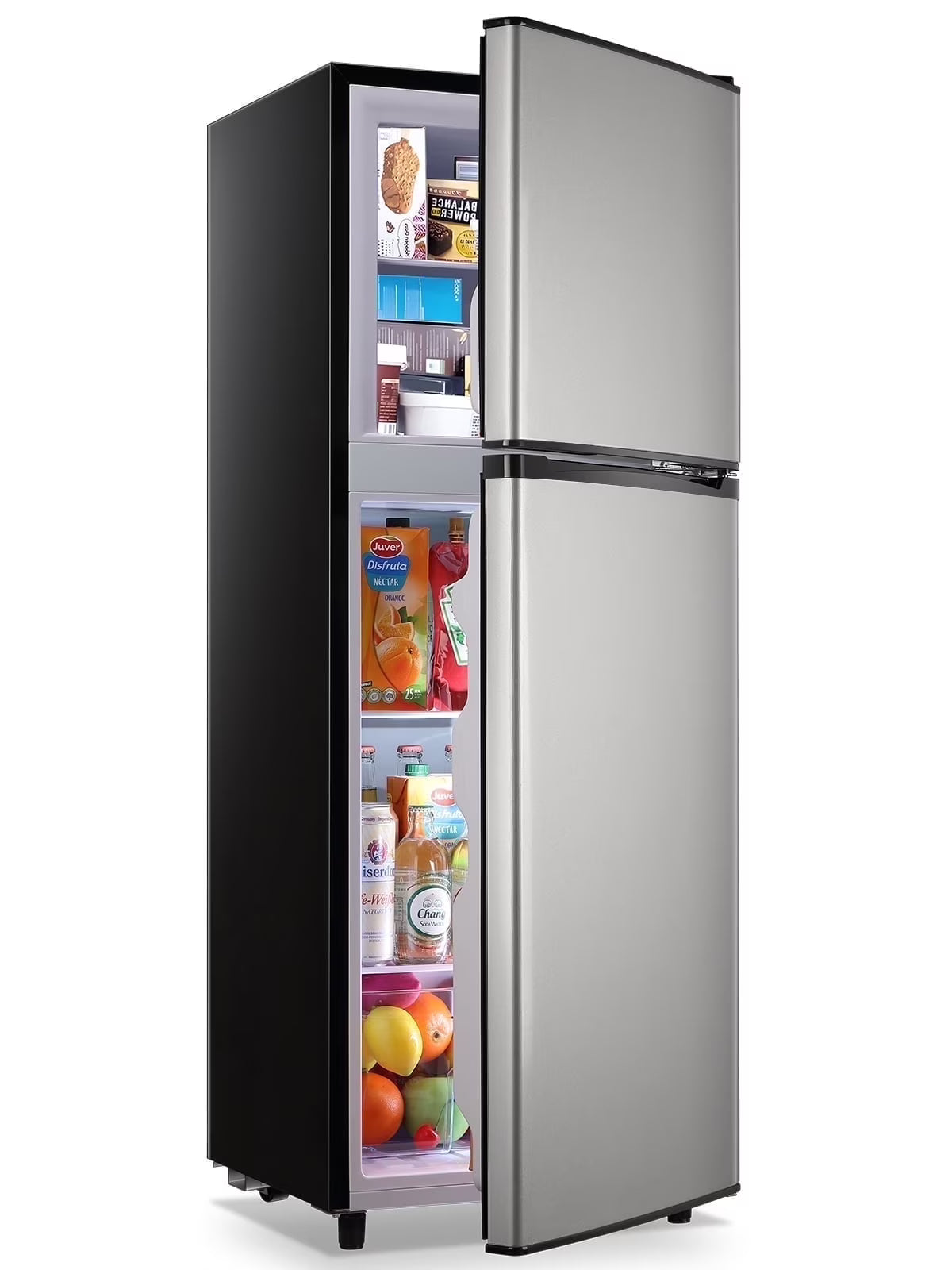 Tacool Small Mini Fridge with Top Freezer Compact Refrigerator Dual Door with Adjustable Thermostat Black for Home New