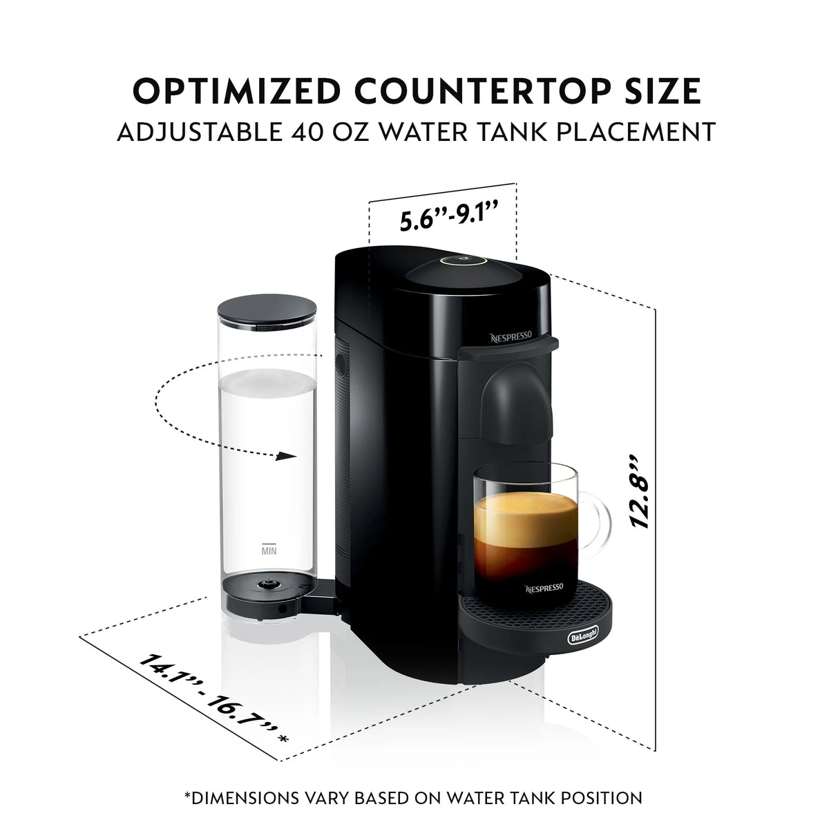Nespresso Vertuo Plus Coffee and Espresso Maker by De'Longhi, Black