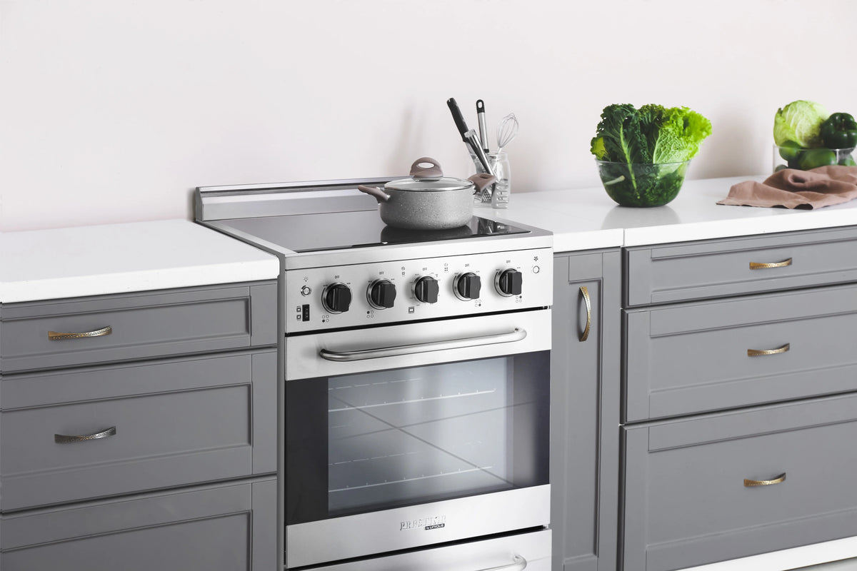 Unique Prestige 20" 1.6 cu/ft Freestanding Electric Range with Convection Oven in Stainless Steel