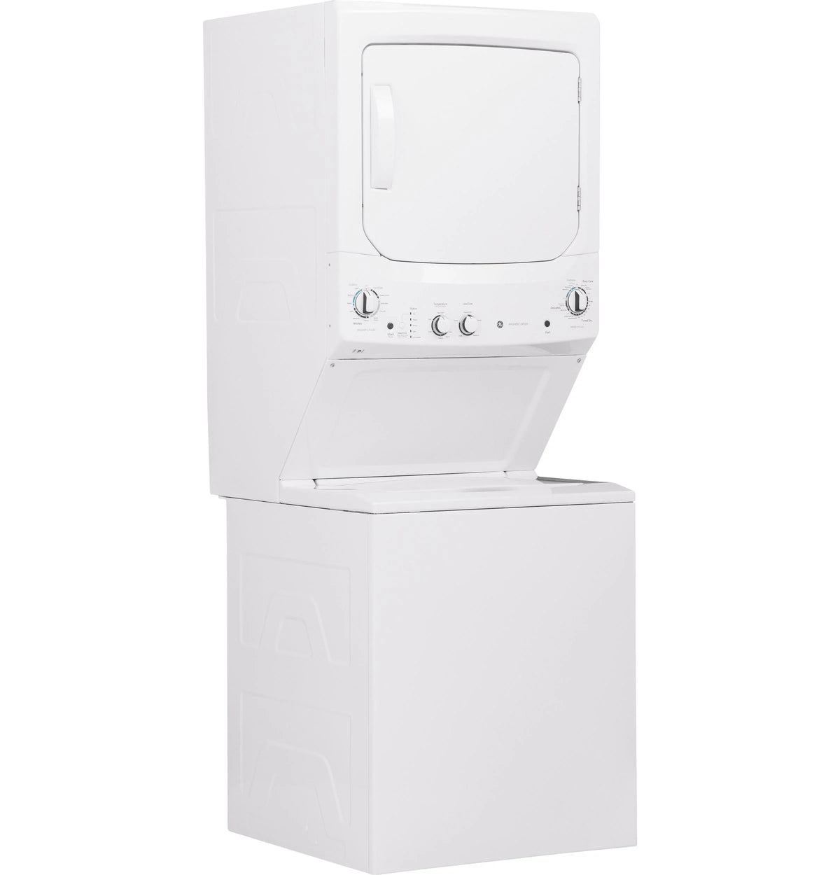 GE GUD27ESSMWW Unitized Spacemaker 3.8 Washer with Stainless Steel Basket and 5.9 Cu. Ft. Capacity Electric Dryer, White