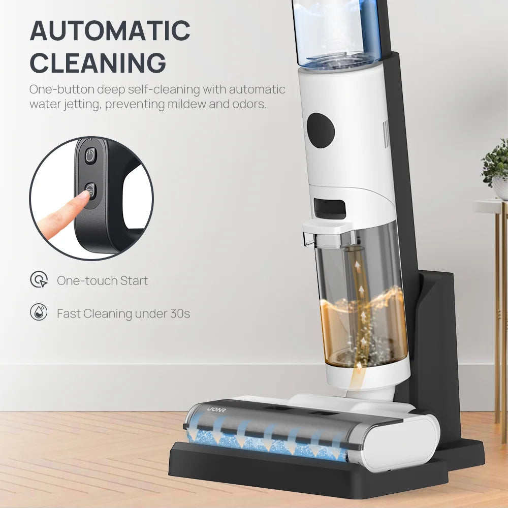 JONR ED12 Vacuum Mop all in one, Cordless Wet Dry Vacuum Cleaner and Mop Combo, Edge Cleaning, One-Step Cleaning, 850ml Water Tank, 30 Minutes Running Time for Hard Floors, Pet Hair