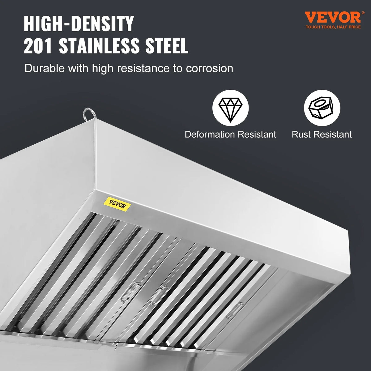 BENTISM Commercial Exhaust Hood 8ft Food Truck Hood Exhaust 201 Stainless Steel