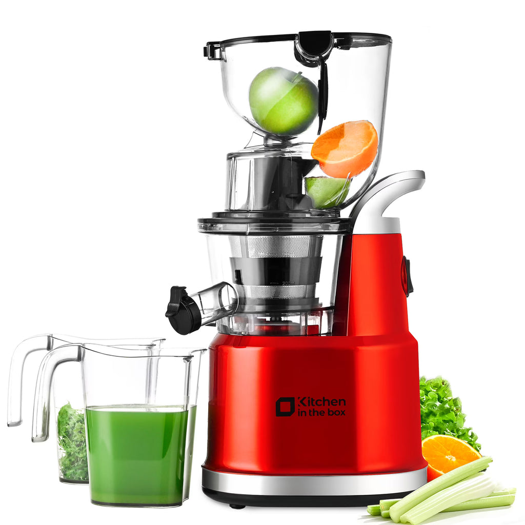 Kitchen in the Box Cold Press Juicer Machines With 3.26" Wide Feed Chute, Slow Masticating Juicer Machine for Whole Fruits and Vegetables, BPA-Free, High Juice Yield Juicer Maker (Silver)
