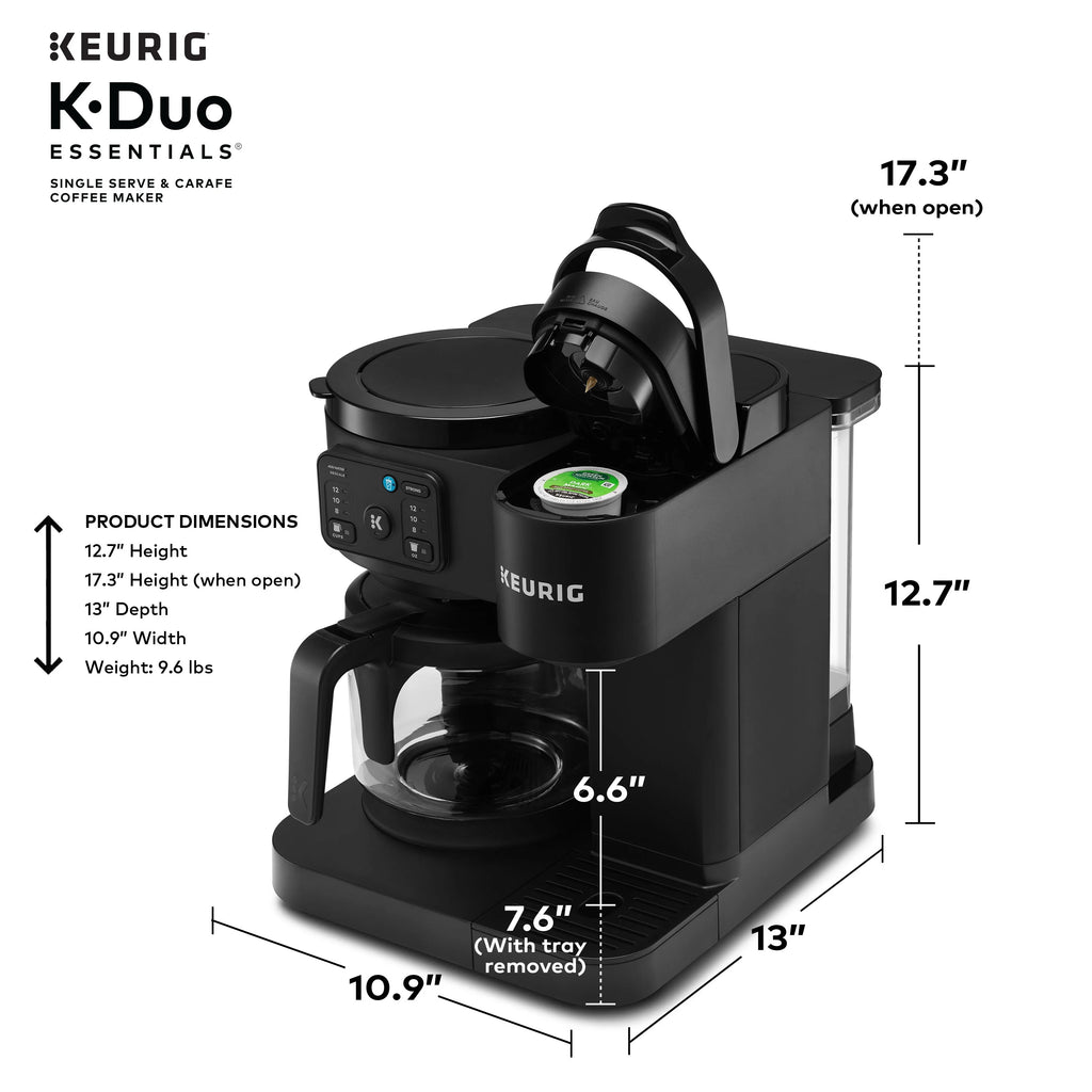 Keurig K-Duo Essentials, Hot & Iced Single-Serve K-Cup Pod Coffee Maker & Carafe,  Moonlight Grey