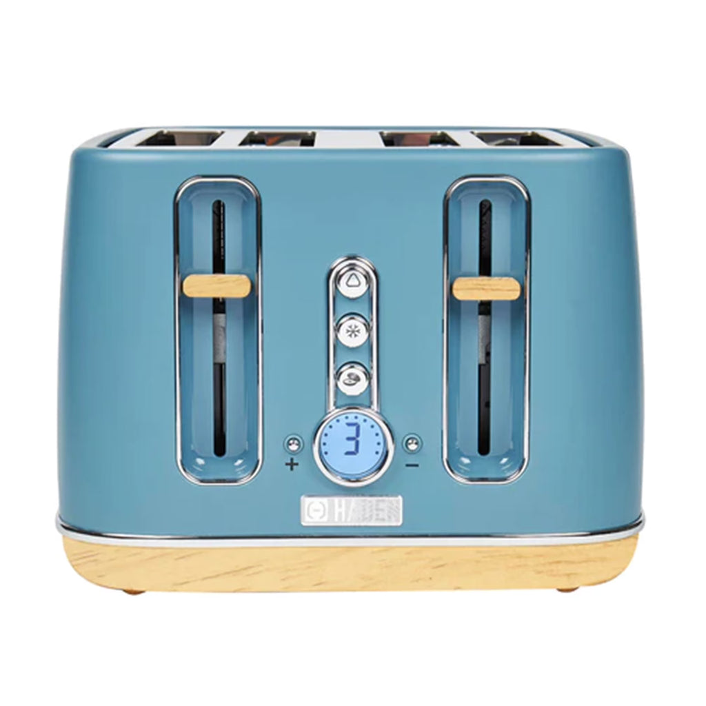 Haden Dorchester 4 Slice Wide Slot Toaster with Control Knob, Stone Blue