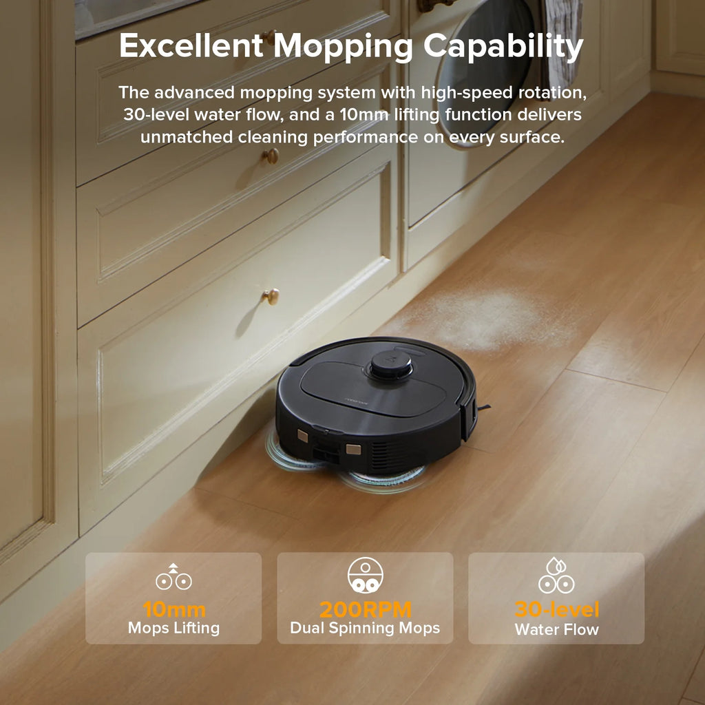 Roborock Qrevo Series Robot Vacuum and Mop, Auto Mop Washing&Drying, 8000Pa Suction, Self-Emptying, Anti-Tangle Brushes, Smart Obstacle Avoidance (QV 35A)