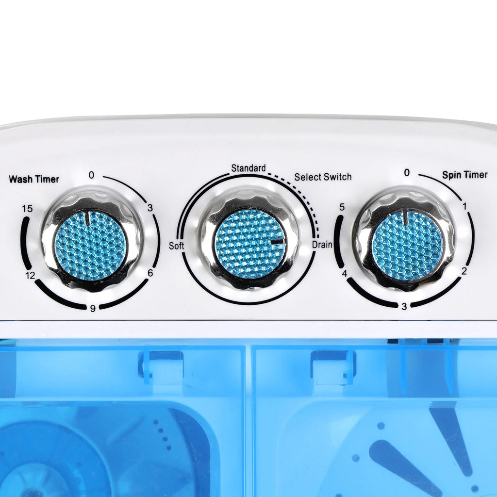 SuperDeal Compact Lightweight Twin Tub Washing Machine Top Load 6lbs Washer 4lbs Dryer