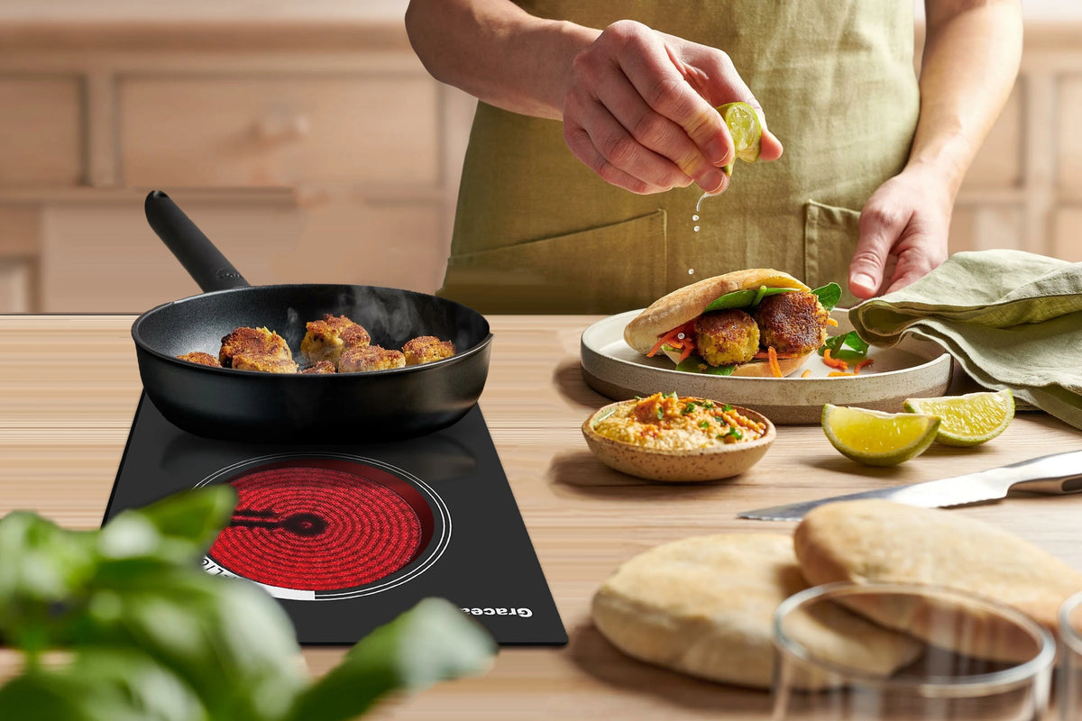 GRACEALL 12 inch Electric Stove 2 Burners Hot Plates for Cooking, Countertop Hotplate Double Elements Cooktop, 120V Ceramic Hotplate Plug in Infrared Cooker, Countertop and Built-in Compatible