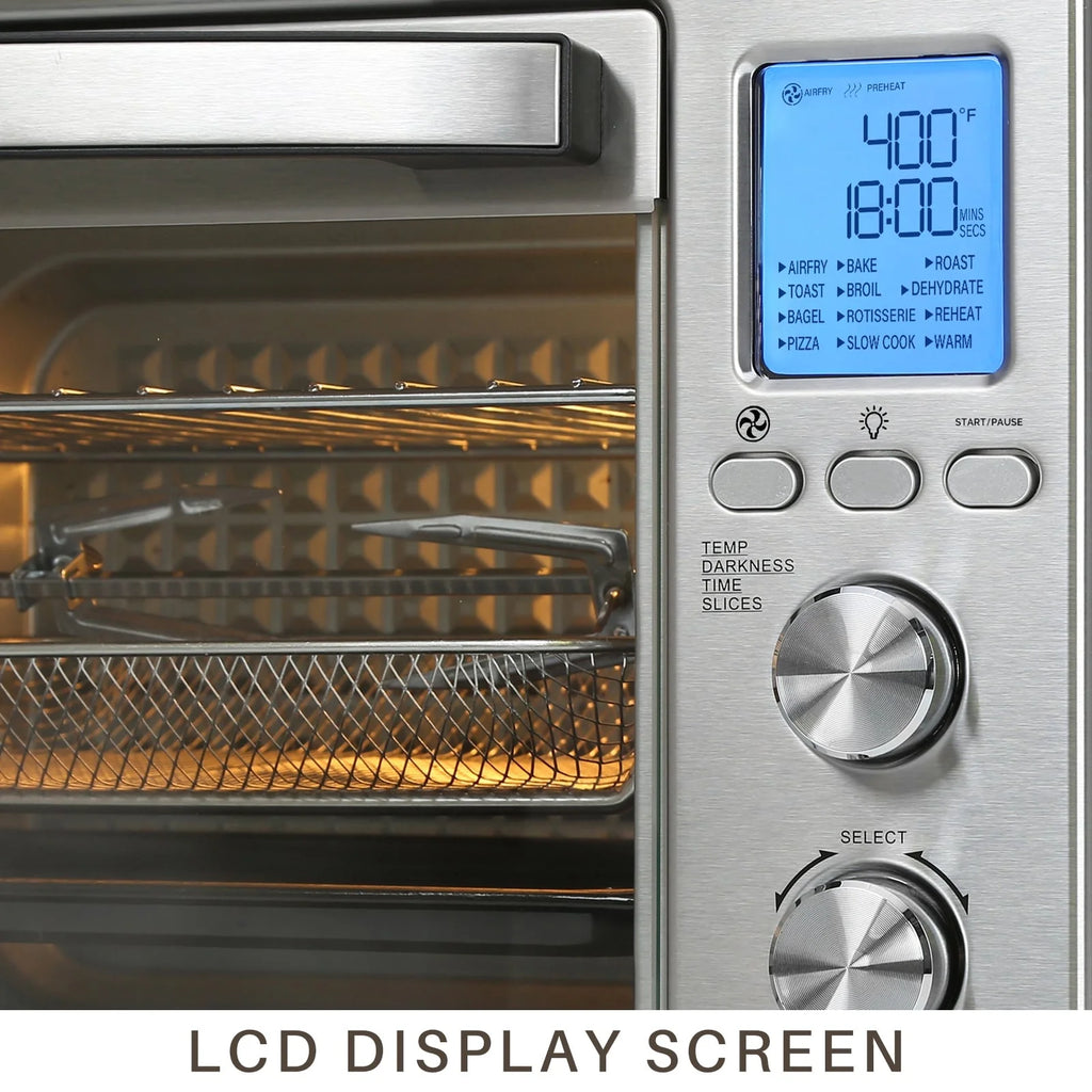 LNC  12-In-1 Large 34QT Countertop Toaster Oven Convection Rotisserie Air Fryer - 19.5" L x 15" W x 12.5" H Silver