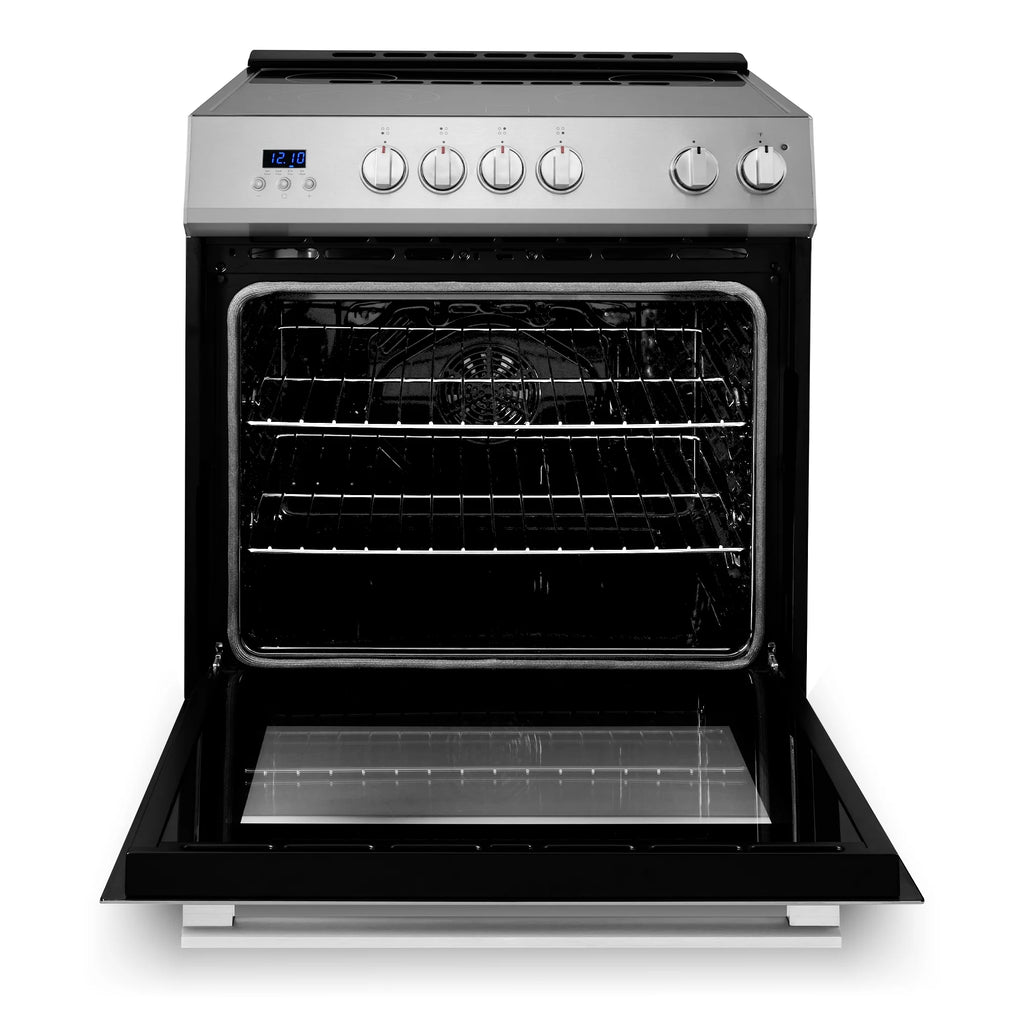 Cosmo 30 in. Stellar Collection 5.0 cu. ft. Electric Range with 4 Burner Glass Cooktop and Convection Oven in Stainless Steel