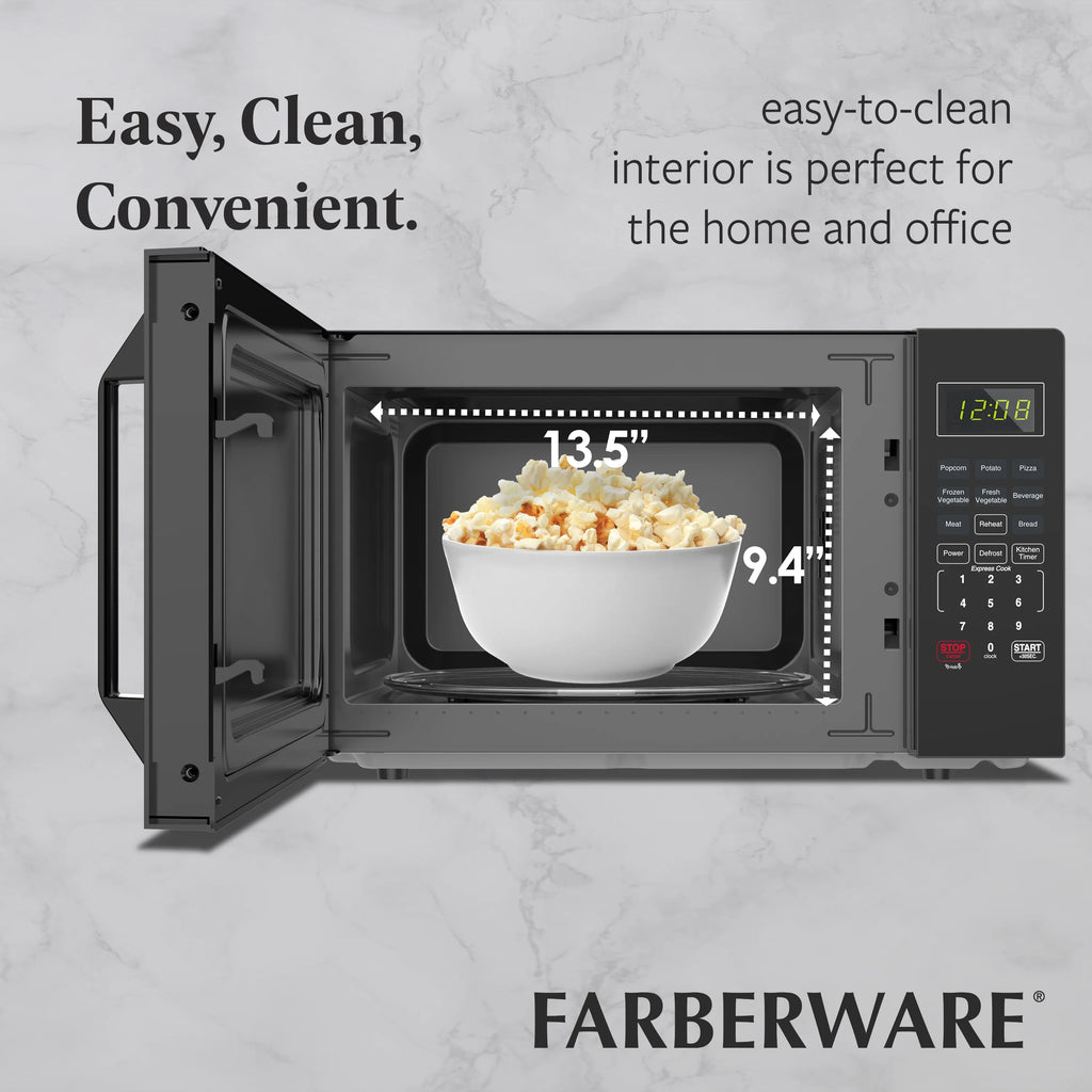 Farberware 1.1 Cu. Ft. 1000-Watt Compact Microwave Oven, Black