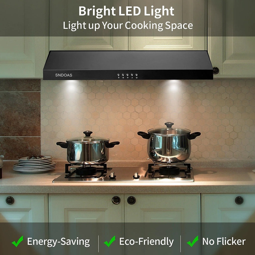 SNDOAS New 30 inch Kitchen Stainless Range Hood 3-Speed Under Cabinet Exhaust Vent with Filter 120V