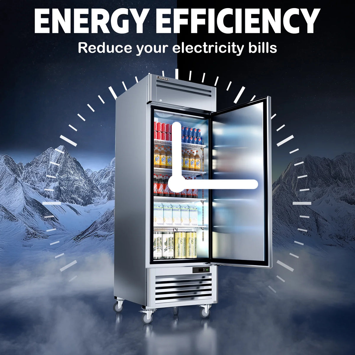 "COOLSKI 27"" W Commercial Freezer, 19.32 Cu.ft Single Solid Door Stainless Steel Storage Freezer"