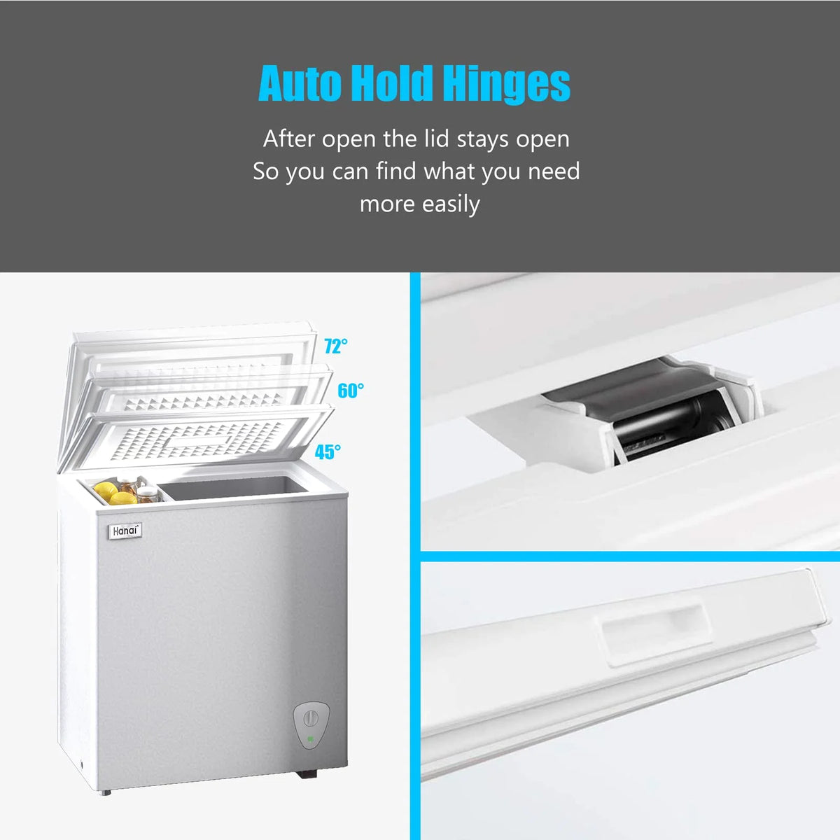 WANAI 5.0 Cubic Chest Freezer, Compact Deep Freezer,White