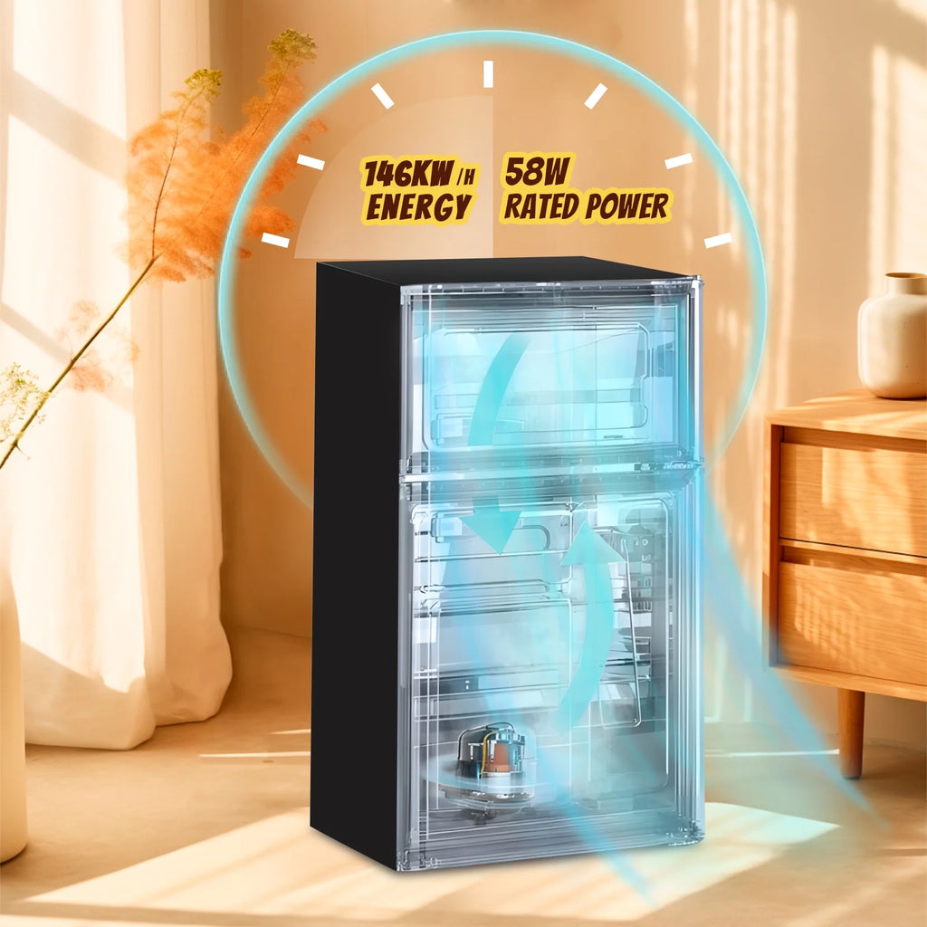 Tacool Small Mini Fridge with Top Freezer Compact Refrigerator Dual Door with Adjustable Thermostat Black for Home New