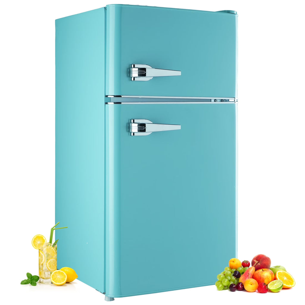 CALLIEVER Compact Mini Fridge with Freezer, 3.5 Cu.Ft 2-Door Refrigerator �C Ideal for Dorm, Office, Bedroom �C 7 Temp Settings, Adjustable Shelves,Silver