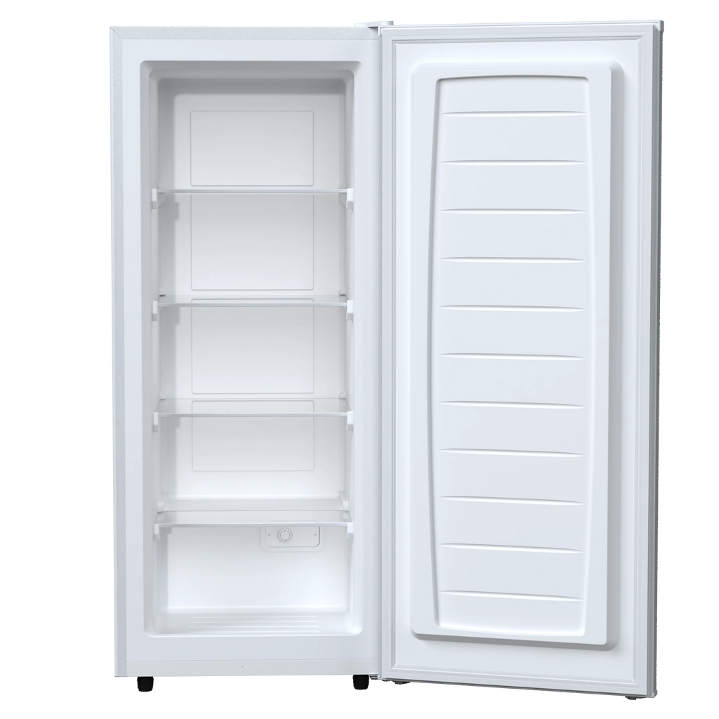 Auseo 7 Cu. ft. Upright Freezer with 4 fixed grid shelves, Space Saving, Adjustable Temperature Controls, Garage Ready deep Freezer, Manual Defrost, White
