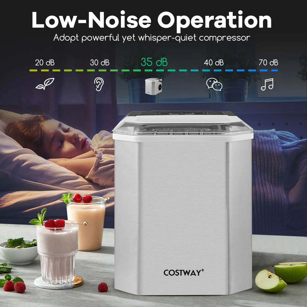 Costway Countertop Ice Maker Portable Ice Making Machine 6-13 Mins 9 Ice 26.5 lbs/24 Hrs Black