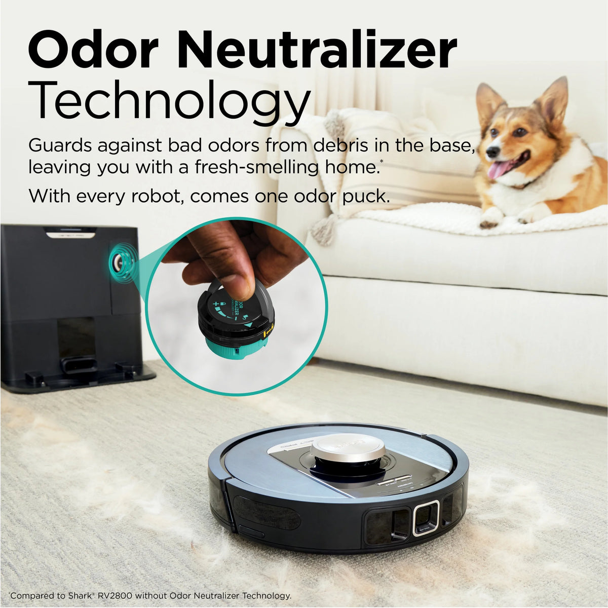 Shark PowerDetect? Self-Empty Robot Vacuum with NeverStuck & Detect Technologies, Auto Deep-Clean Carpets & Hardfloors, HEPA Bagless Base Neutralizes Odors, for Pet Hair, WiFi, RV2820AE