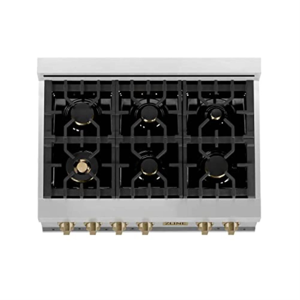 ZLINE 36 in. Autograph Edition Rangetop in Stainless Steel with Gold Accents (RTZ-36-G)